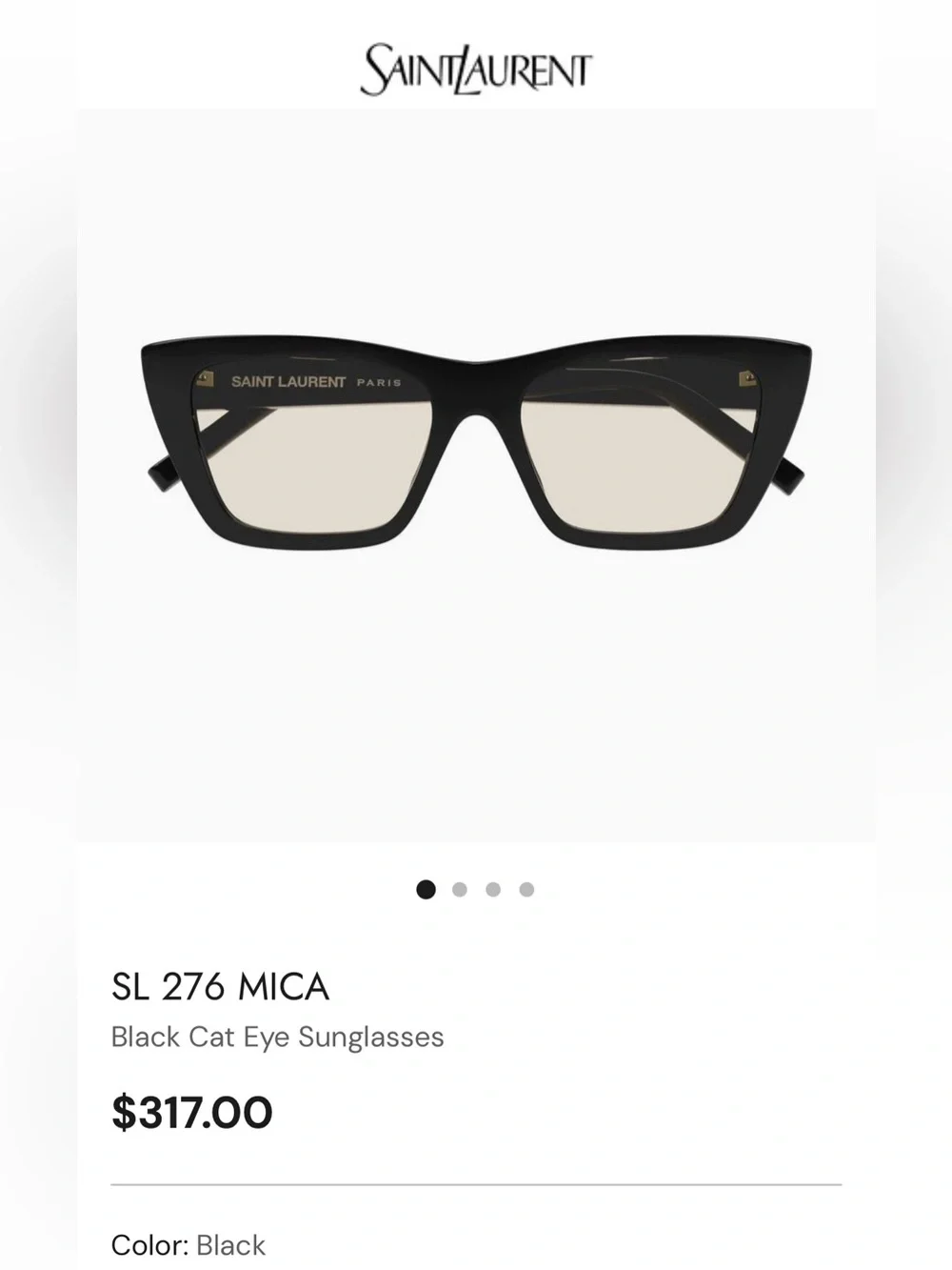 YSL Yves Saint Laurent Black Frame Sunglasses with Beige Lenses